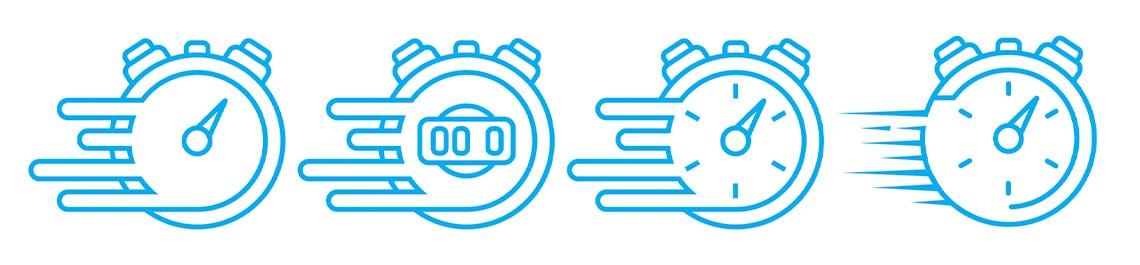 Abstract rendering of time clocks moving faster and faster
